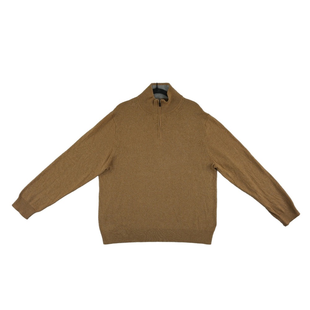 New J.Crew 100% Cotton Quarter Zip Sweater Men's Size XXL Brown Mock Neck Ribbed